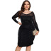 Plus Size Fine Sparkle High Waist Long Sleeve Slim Dress NSJR116958