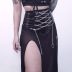 Falda larga con abertura de tiras transparentes de malla de estilo gótico NSGYB117004
