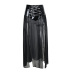 Falda larga con abertura de tiras transparentes de malla de estilo gótico NSGYB117004