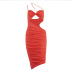 hollow backless sling tight solid color dress NSHT117024