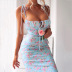 Vestido floral ajustado con tirantes largos sin espalda con cordones NSHT117053