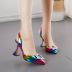 rhinestone pointed toe rainbow color high heel sandals NSGXL117070