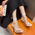 Sandalias de tacón alto de color liso con punta cuadrada y punta recortada NSGXL117087