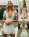deep V-Neck Solid Color Short Sleeve mesh Dress NSJKW120554