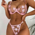 floral embroidery perspective mesh steel ring underwear two-piece set NSHLN120577