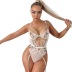 floral embroidery mesh stitching perspective suspender one-piece underwear  NSHLN120583