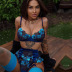 blue flower embroidery with steel ring gather underwear three-piece set  NSHLN120584