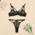 black sexy lace perspective gather bow underwear two-piece set NSHLN120589