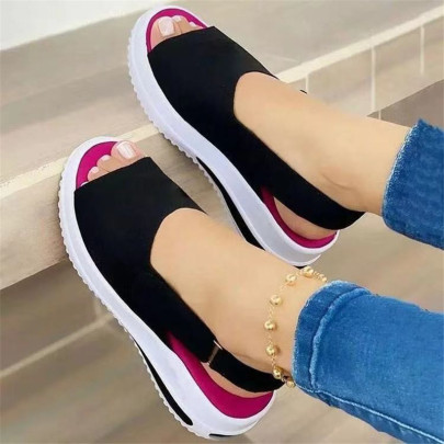Flat-heeled Fish Mouth Solid Color Velcro Low-top Sandals NSJJX120594