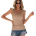stitching U-neck flying sleeve solid color knitted lace top NSYBL120652