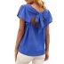 lotus leaf sleeves hollow bow backless round neck  solid color top NSYBL120665