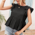 stitching lotus leaf sleeves backless solid color lace top NSYBL120679