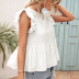 stitching lotus leaf sleeves backless solid color lace top NSYBL120679