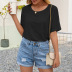 stitching round neck short-sleeved solid color see-through T-shirt NSYBL120684