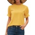 puff sleeves casual round neck fungus edge solid color tops NSYBL120687