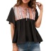 print bohemian style lace-up short-sleeved loose top NSYBL120690