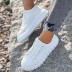 solid color lace-up flat sneakers NSJJX120760
