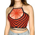 halter neck backless lace-up spider web contrast color knitted vest NSCOK120766