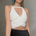 suspender low-cut slim backless solid color knitted vest NSCOK120810