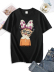 camiseta de manga corta con estampado animal y lazo en algodón peinado NSSYD123165