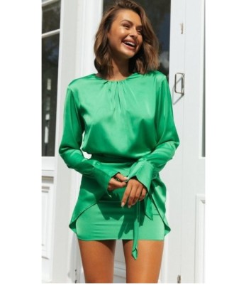 Solid Color Straps Round Neck Long Sleeve Irregular Dress NSJKW120529