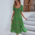 bohemian big swing short sleeve slit low-cut floral dress NSDY120832