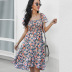 bohemian short-sleeved square neck floral dress NSDY120837