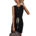 round neck sleeveless lace-up slim solid color dress NSDY120842