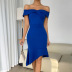 one-word collar slim fishtail solid color dress NSDY120852