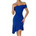 one-word collar slim fishtail solid color dress NSDY120852