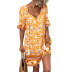 bohemian style loose short sleeve v neck lace-up flower print dress NSDY120856
