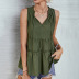 fungus edge lace-up sleeveless v neck loose solid color vest NSDY120858