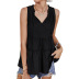 fungus edge lace-up sleeveless v neck loose solid color vest NSDY120858