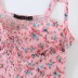 Lace-up layered suspender wrap chest floral dress NSXDX120860