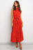 sleeveless halterneck off-shoulder lace-up polka dot print long dress （multicolor） NSCXY120891