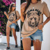 summer Khaki bear print casual short-sleeved T-shirt  NSCXY120901