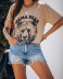 camiseta casual de manga corta con estampado de oso caqui de verano NSCXY120901