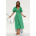 solid color lantern short-sleeved V-neck hollow mid-length dress  NSCXY120903