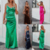 vestido largo con tirantes y abertura en la espalda de corte bajo de color sólido (multicolor) NSCXY120904