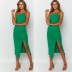 summer solid color slim slit sling long dress  NSCXY120906