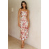 summer floral print halterneck hollow sling dress （multicolor） NSCXY120909
