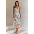 summer floral print halterneck hollow sling dress （multicolor） NSCXY120909