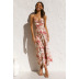 summer floral print low-cut waist-girding sling dress NSCXY120917