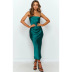 solid color word neck satin sling dress (multicolor) NSCXY120920