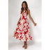 sleeveless floral print v-neck mid-length dress  NSCXY120925
