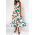 sleeveless floral print v-neck mid-length dress  NSCXY120925