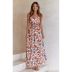 floral print hollow lace-up sling long dress  NSCXY120930