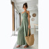 solid color sleeveless wide-leg cotton and linen sling jumpsuit  NSCXY120939