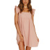 solid color ruffled sleeveless square neck short dress  NSCXY120943