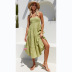 solid color layered backless casual sling long dress NSCXY120948